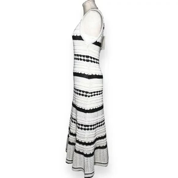 New $249 JOIE Crochet Knit Midi Dress Sleeveless Striped Ivory Coastal Chic M - Picture 8 of 15